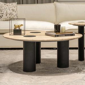 Table basse <span class=keywords><strong>de</strong></span> salon en bois massif <span class=keywords><strong>de</strong></span> travertin en pierre naturelle en forme <span class=keywords><strong>de</strong></span> fleur <span class=keywords><strong>de</strong></span> prunier créative <span class=keywords><strong>de</strong></span> style minimaliste moderne - Product Image 2