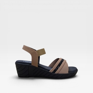 Women Beige Wedge <b>Sandals</b> <b>Elastic</b> Cross Strap Comfortable Slip On Casual Fashion Anti Slip Sole Lightweight Durable Summer - Product Image 3