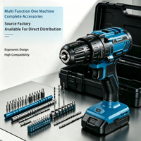 Ensemble de perceuse électrique 122 pièces, batterie lithium sans balais 21V, 60N.M, perceuse électrique avec fonction de découpe, disponible pour distribution directe ODM