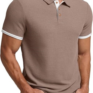 Chemises de golf pour hommes, coupe classique, boutonnées, en tricot gaufré, manches courtes, décontractées, sportives, respirantes - Product Image 6