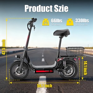 Livraison rapide en 5 jours, scooter électrique pour adultes homologué UL, capacité de 330 lb, vitesse de 20 MPH, autonomie de 28 miles, moteur de 500 W, pliable pour le travail, T3 - Product Image 3