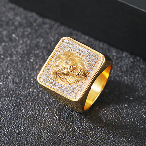 KALEN cincin Stainless Steel Mode Pria, cincin perhiasan Unisex, cincin Tai Chi, silang singa, baja anti karat, cincin mode pria Vintage - Product Image 4