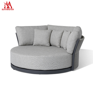 Nueva Cama de Jardín de Aluminio para Exteriores, <span class=keywords><strong>Tumbona</strong></span> <span class=keywords><strong>Redonda</strong></span> de Madera de Teca para Hotel con Toldo, Muebles de Comedor para Patio - Product Image 4