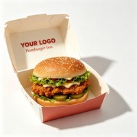 Caja de Embalaje de Alimentos de Primera Calidad para Comida Rápida, Caja de Papel Kraft para Llevar Hamburguesas, Pollo Frito, Pizza, Hamburguesas, con Tapa Abatible