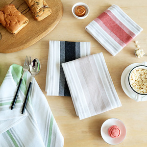 Serviettes en coton rayées de style nordique, 4 pièces, rectangulaires, lavables en machine, linge de table pour la maison et la cuisine, design moderne - Product Image 5