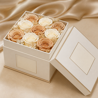 Boîte cadeau rigide blanche pour fleurs, boîte carrée unie, logo personnalisé pour fleuriste, emballage pour bouquet de fleurs