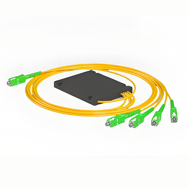 1 to 4 SC APC PLC Fiber Optic Splitter ABS Cassetted SM Single Mode 9/125 Passive Coupler Connector in Distribution Frame FTTH