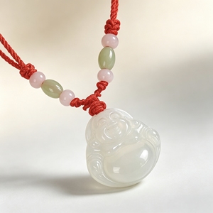 Collar con Colgante de Buda de Ágata Blanca Natural - Colgante de Ágata Genuina con Cordón Rojo Natural, Collar de Buda para Amuleto de la Suerte y Uso Diario - Product Image 6