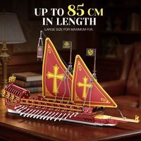 Reobrix 66105 Perahu Layar Galley, Blok Bangunan Konstruksi, Mainan Edukatif, Hadiah untuk Unisex, Tema Transportasi