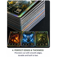 Cartes de jeu holographiques entièrement personnalisées avec options de boîte et points UV, matériaux papier et PVC pour collection