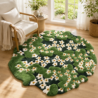 Tapis en acrylique Manna personnalisé, style floral, en peluche, 35 mm d'épaisseur, tufté à la main, style moderne, style mousse, pour salon, super doux et moelleux