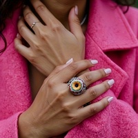 Bague ajustable en alliage, style punk, avec motif totem et œil de rideau rétro, au design audacieux et accrocheur, pour l'index