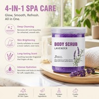 Gommage corporel à la lavande quatre-en-un pour un nettoyage en profondeur, un éclaircissement et un adoucissement de la peau. Sel de bain pour spa à domicile
