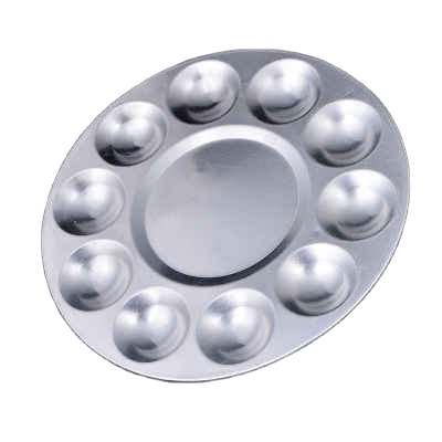 4 шт. Круглый Поддон для рисования с 10 отверстиями Серебряный алюминиевый поднос гуашь Акварельная цветная палитра товары для художественной палитры