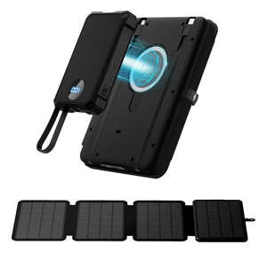 Charge rapide 22,5 W 5 V 20000 mAh, <span class=keywords><strong>batterie</strong></span> solaire pliable en 3 parties avec câbles intégrés pour téléphone portable, panneaux solaires portables d'extérieur - Product Image 2