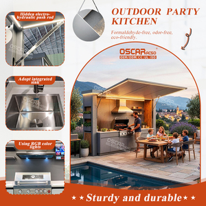 Îlot <span class=keywords><strong>en</strong></span> acier inoxydable avec barbecue intégré pour maison de piscine, patio, cour arrière, <span class=keywords><strong>cuisine</strong></span> extérieure - Product Image 5