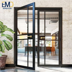 Puerta Abatible de Aluminio y PVC de Diseño Moderno, Puerta Exterior Abatible de Aluminio con Doble Vidrio Pesado y Malla de Fibra de Vidrio - Product Image 1