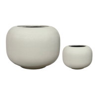 Ensemble de jardinières GRC faites à la main, forme sphérique, texture sable blanchâtre, résistantes aux intempéries, pour la décoration de jardin, villa, hôtel