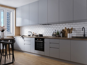 Australie <span class=keywords><strong>MDF</strong></span> <span class=keywords><strong>laque</strong></span> prêt à assembler blanc mat couleur Shaker porte Design moderne armoires de cuisine modulaires avec poignées en or - Product Image 4