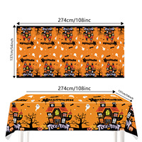 Nappe de table Halloween PE 137*274cm, toile d'araignée, jetable, rectangulaire, imperméable, décorations de fête, fournitures pour dîner