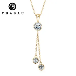 Custom Necklace Charm Jewelry Round 6.5mm 4mm D/VVS1 Moissanite Necklace Silver 925 Original Crown Tassel Drop Pendant