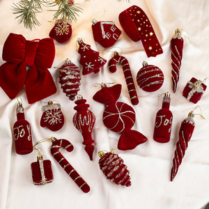 Surtido <span class=keywords><strong>de</strong></span> Adornos Colgantes para Árbol <span class=keywords><strong>de</strong></span> <span class=keywords><strong>Navidad</strong></span>: Piñas, Casitas, <span class=keywords><strong>Bastones</strong></span> <span class=keywords><strong>de</strong></span> <span class=keywords><strong>Caramelo</strong></span>, Adornos <span class=keywords><strong>de</strong></span> Terciopelo Rojo, Adornos Colgantes y Decoración <span class=keywords><strong>de</strong></span> Remate para Árbol - Product Image 5