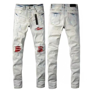 <span class=keywords><strong>Jeans</strong></span> di Alta Qualità di Marca di Lusso Amiriy, Pantaloni Hip Hop Elasticizzati Strappati, <span class=keywords><strong>Jeans</strong></span> <span class=keywords><strong>Streetwear</strong></span> da Uomo - Product Image 4