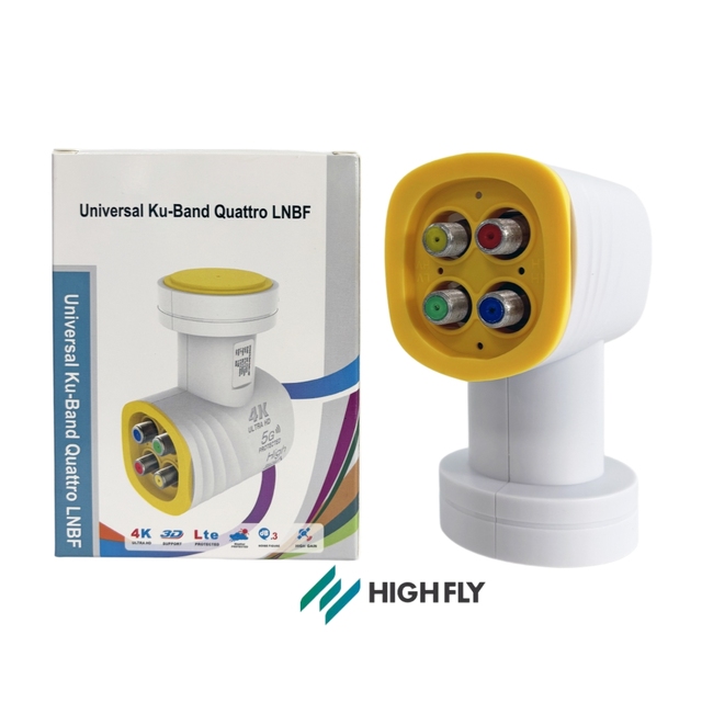 Highfly GKF-2704KQ 4 Way Quattro High Definition 60dB Gain LNBF LNB 10.70-12.75GHz Input 950-2150MHz Output