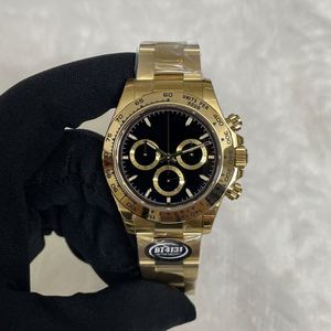 Relojes Mecánicos Automáticos de Oro al por Mayor para Hombre, Reloj Cronógrafo con Esfera Negra, Marcadores Luminosos y Bisel Taquímetro - Product Image 2