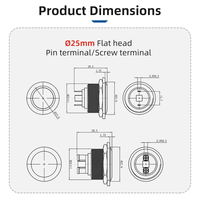 Bouton-poussoir 2 broches 5A 22mm inox, NO, antivandalisme momentané pour course auto