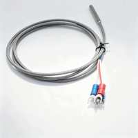 Sonde de résistance en platine PT100 en acier inoxydable, 500 ℃   Câble en acier tressé en fibre de verre résistant, fourche en U à 3 fils