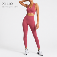 Ensemble de yoga pour femme avec logo personnalisé OEM, soutien-gorge de sport dos nageur à maintien moyen et leggings d'entraînement taille haute à effet ventre plat