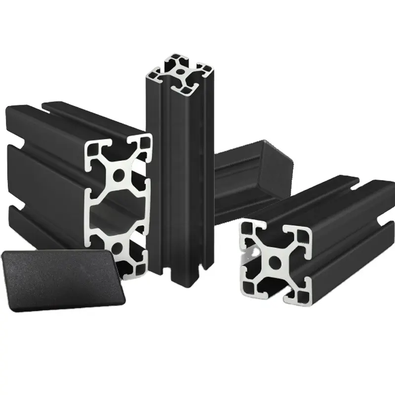 Telaio in alluminio industriale anodizzato nero estruso personalizzato da 6m 3030 4040 4080 8080 produttore di profili di estrusione di alluminio