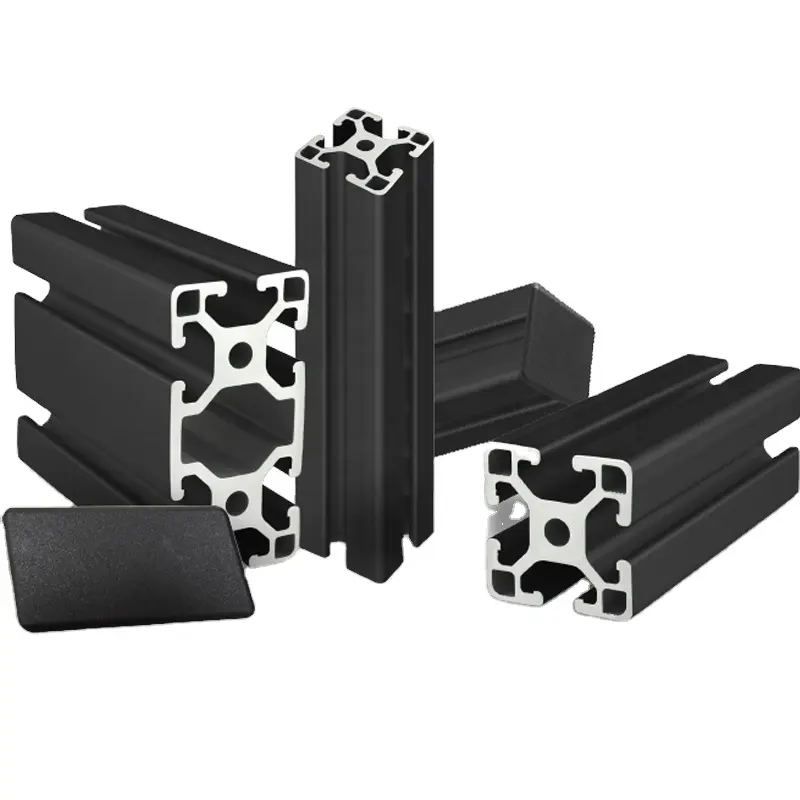 Bingkai Aluminium Industri Anodisasi Hitam Ekstrusi Kustom 6M 3030 4040 4080 8080 Produsen Profil Ekstrusi Aluminium