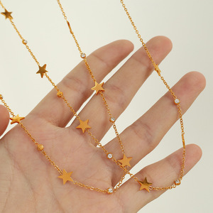 Collier étoile en acier inoxydable plaqué or, pendentif multi-couches pour femmes, bijoux tendance - Product Image 4