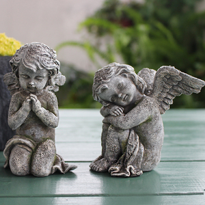 Ragazza del bambino statuetta personalizzata angelo di preoccupazione In stile antico con angelo romantico statuetta di cupido statua di bambina che prega In memoria - Product Image 4
