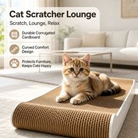 Griffoir pour chat durable et résistant à l'usure, design incurvé pour étirer les membres, grande taille, en carton ondulé rectangulaire