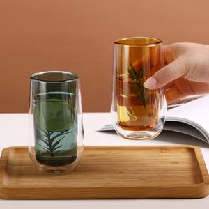 <span class=keywords><strong>Verre</strong></span> à double paroi isolé pour boissons, jus et eau, en <span class=keywords><strong>verre</strong></span> borosilicate coloré, idéal pour les fêtes, tasse à café à double paroi - Product Image 6