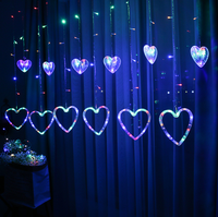 Guirlande de rideaux lumineux à LED en forme de cœur pour l'extérieur, bon marché, guirlande décorative d'amour pour mariage, noël, éclairage mural de vacances