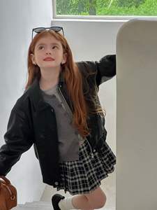 Vêtements d'extérieur pour filles automne 2025 nouveau Style occidental enfants automne <span class=keywords><strong>veste</strong></span> en <span class=keywords><strong>cuir</strong></span> à la mode décontracté en <span class=keywords><strong>cuir</strong></span> <span class=keywords><strong>veste</strong></span> haut - Product Image 6