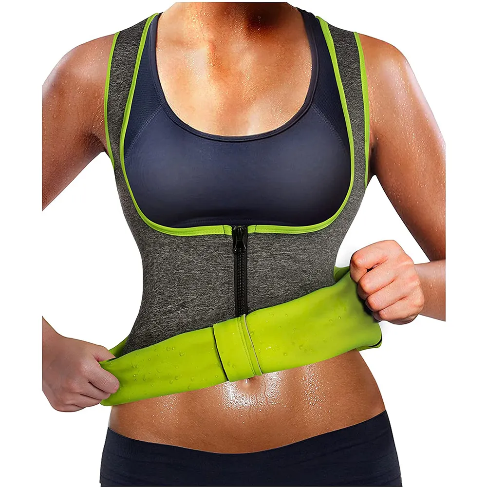gym fitness Women Waist Trainer Vest Slim Corset Neoprene Sauna Tank Top with Zipper for Weight Loss Body Shaper