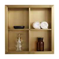 Meuble de rangement d'angle moderne en acier inoxydable 304 pour salle de bain, double niveau, niche de douche murale, étagère en verre, organisateur d'espace