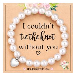 <span class=keywords><strong>Bracciale</strong></span> mamma con perline di perle 8 MM regolabile alla moda con braccialetto di ciondolo con cartoncino di perle intrecciate 2025 gioielli per la festa della mamma - Product Image 3