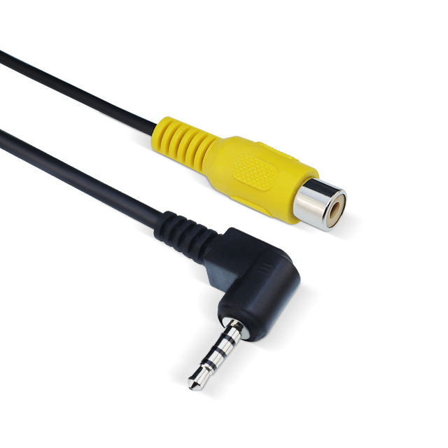 Right Angle 2.5mm Male Stereo Jack to RCA Female Video Adapter Cable with Gold Plated Connectors Braid Shielding for Camera GPS