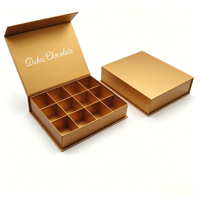 Boîte à chocolat pliable bleu poussière personnalisée, emballage rigide magnétique de luxe pour cadeau de truffes au chocolat