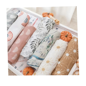 Tùy Chỉnh 2-Lớp Mềm Dệt Kim Trẻ Sơ Sinh Bọc Trẻ Con Bằng Tả 70% Tre 30% Cotton Muslin Trẻ Sơ Sinh Chăn Kỹ Thuật Số In Bộ Đồ Giường Bé - Product Image 1