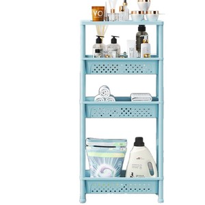 Meuble de rangement étroit et étanche sur roulettes, non pliable, en plastique, pour salle de bain et buanderie - Product Image 5
