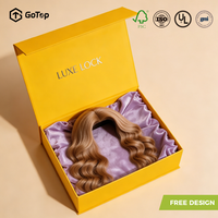 Boîtes rigides à fermeture magnétique pour emballage de perruques, design élégant avec logo personnalisé, carton recyclable 2 mm, extensions de cheveux de luxe, gaufrage