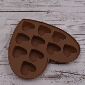 Ménage 10 cavités coeur forme 3d chocolat moule biscuit silicone moule pour chocolats