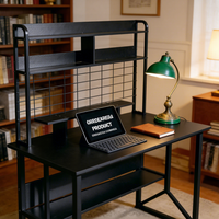 Bureau de jeu YuantuDurable en panneau MDF, système de rangement à plusieurs niveaux, structure robuste, table d'ordinateur pour jeux et travail